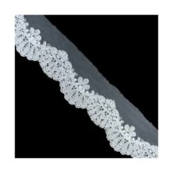 Puntilla De Tul Bordado Blanco Roto 4cm. Onda Floral