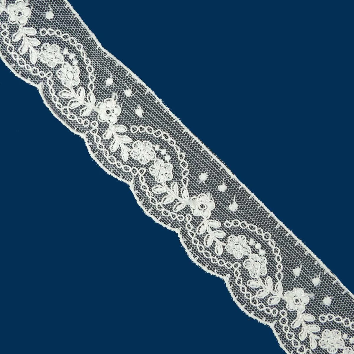 Puntilla De Tul Bordado Crudo 3,8cm. Conjunto 3 3 Puntilla De Tul Bordado Crudo 3,8cm. Conjunto 3