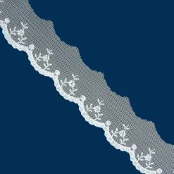 Puntilla De Tul Bordado Crudo 3cm. Conjunto 1