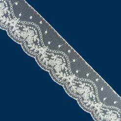 Puntilla De Tul Bordado Crudo 5,2cm. Conjunto 3