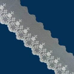 Puntilla De Tul Bordado Blanco Roto6cm