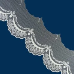 Puntilla De Tul Bordado Crudo 6cm. Conjunto 2