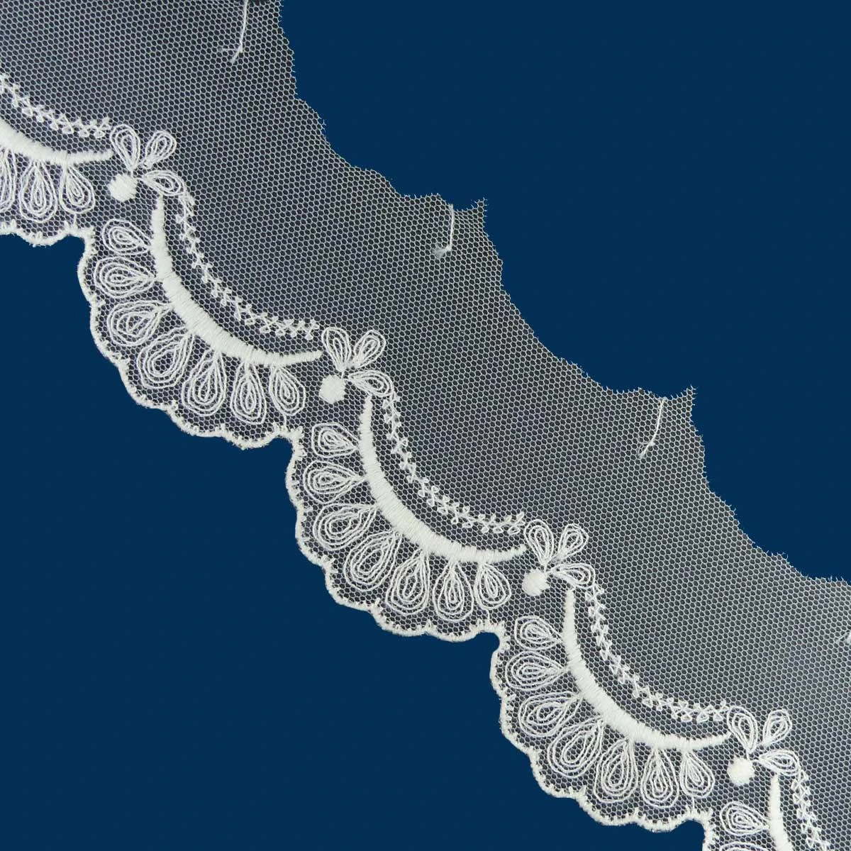 Puntilla De Tul Bordado Crudo 6cm. Conjunto 2 3 Puntilla De Tul Bordado Crudo 6cm. Conjunto 2