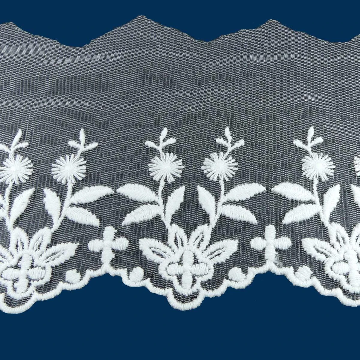 Puntilla De Tul Bordado Crudo 9,5cm. Ramos 4 Puntilla De Tul Bordado Crudo 9,5cm. Ramos - Imagen 2