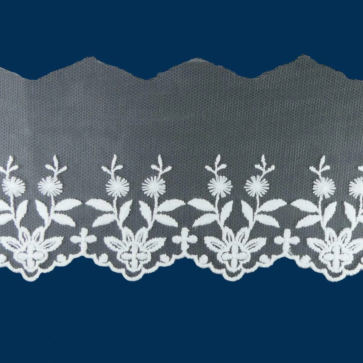 Puntilla De Tul Bordado Crudo 9,5cm. Ramos 3 Puntilla De Tul Bordado Crudo 9,5cm. Ramos