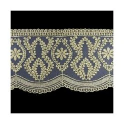 Puntilla De Tul Bordado Dorada 11cm. Cenefa Floral
