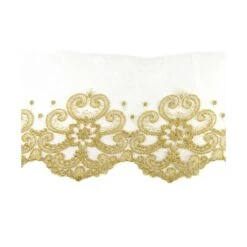 Puntilla De Tul Bordado Dorado 8cm. Conjunto 7
