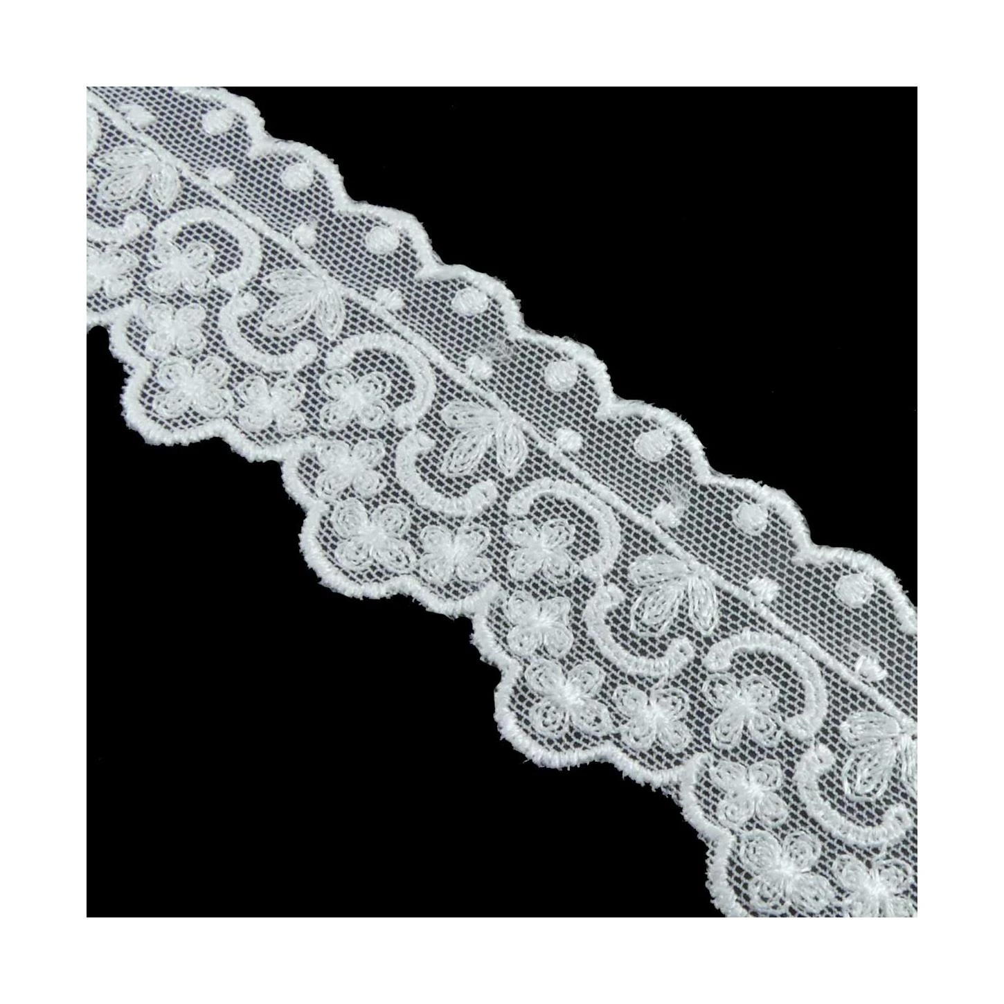 Puntilla De Tul Bordado Festón 4cm. Blanco Roto 4 Puntilla De Tul Bordado Festón 4cm. Blanco Roto - Imagen 2