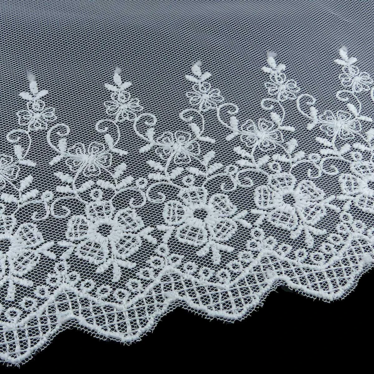 Puntilla De Tul Bordado Floral 14cm. Blanco Roto 4 Puntilla De Tul Bordado Floral 14cm. Blanco Roto - Imagen 2