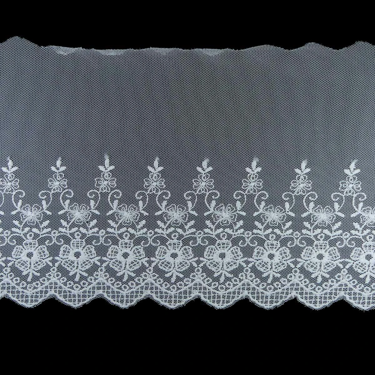 Puntilla De Tul Bordado Floral 14cm. Blanco Roto 3 Puntilla De Tul Bordado Floral 14cm. Blanco Roto