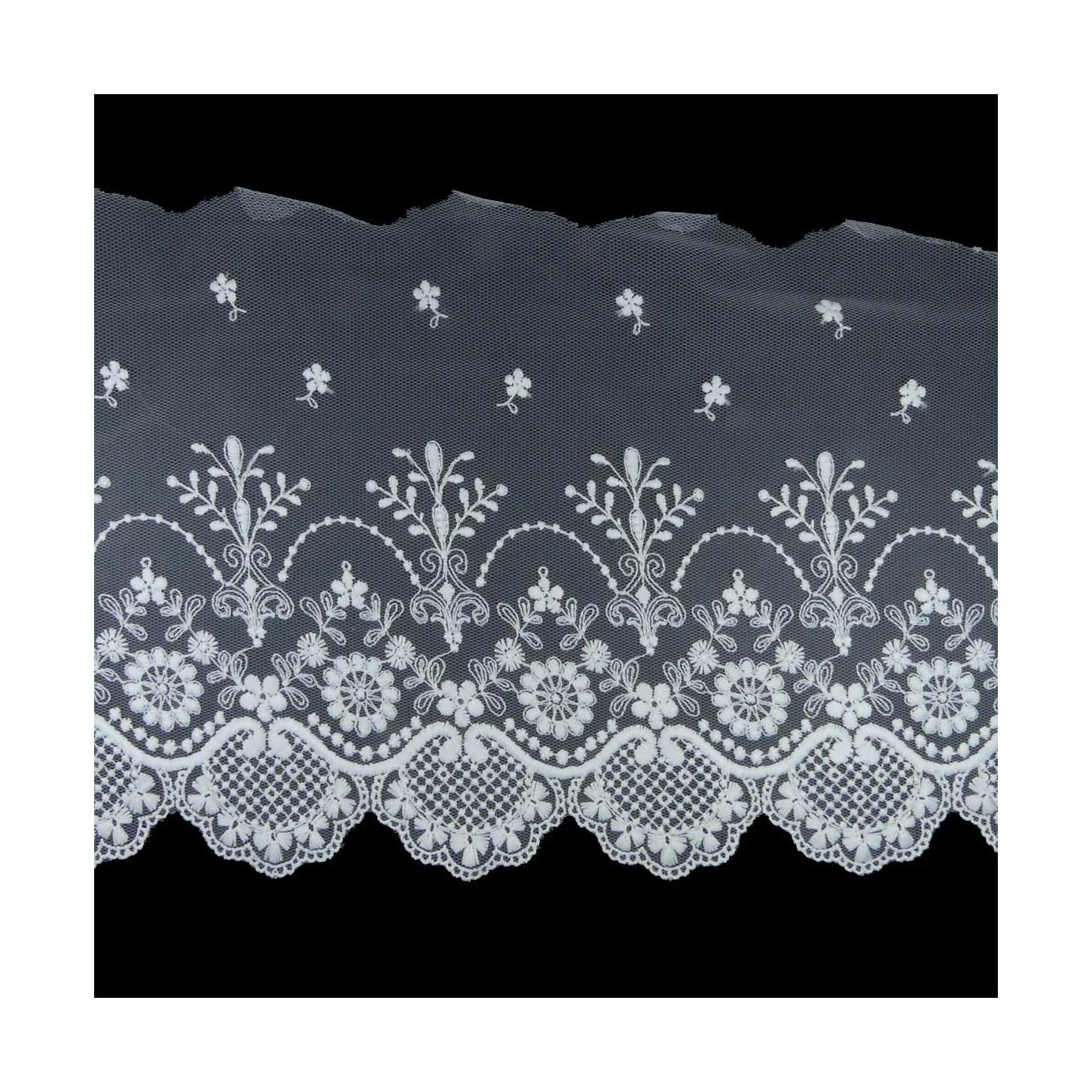 Puntilla De Tul Bordado Floral 15cm. Blanco Roto 3 Puntilla De Tul Bordado Floral 15cm. Blanco Roto