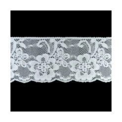 Puntilla Elástica De Nylon Blanco 7cm. Floral
