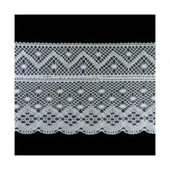 Puntilla Encaje Bolillos Blanco 11cm. Óvalos Y Zig-zag