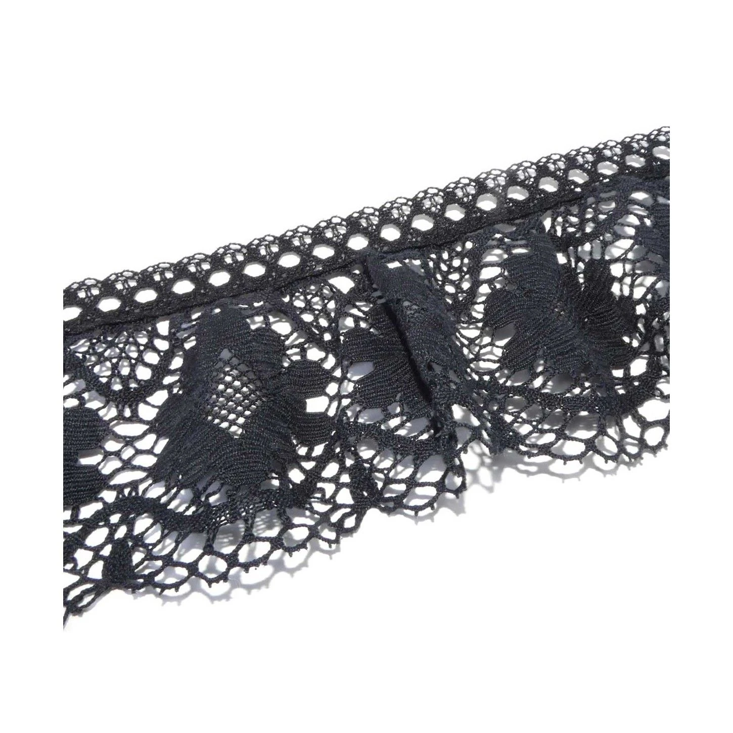 Puntilla Fruncida Bolillo Con Pasacintas Flor 85mm. Varios Colores 4 Puntilla Fruncida Bolillo Con Pasacintas Flor 85mm. Varios Colores - Imagen 2