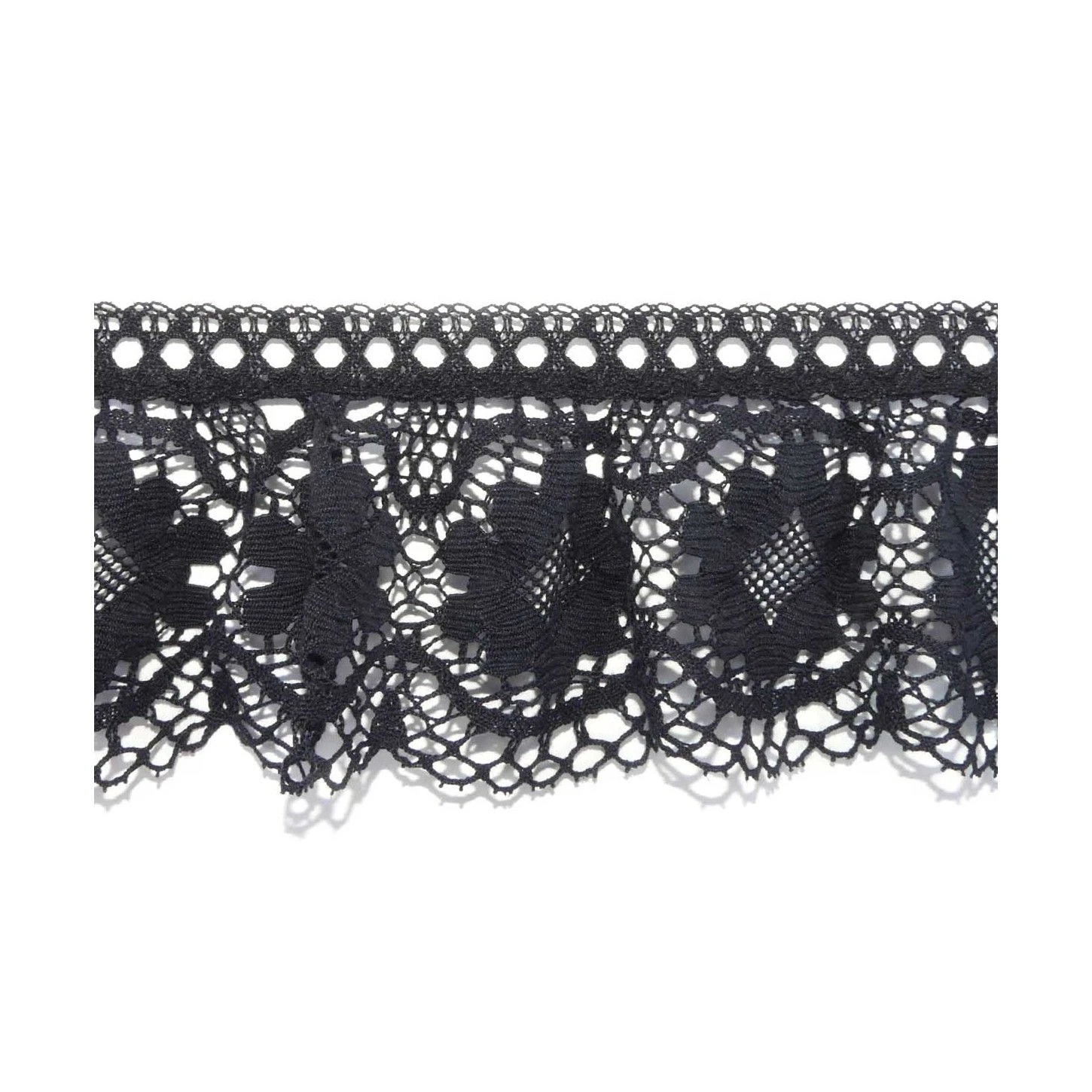 Puntilla Fruncida Bolillo Con Pasacintas Flor 85mm. Varios Colores 3 Puntilla Fruncida Bolillo Con Pasacintas Flor 85mm. Varios Colores