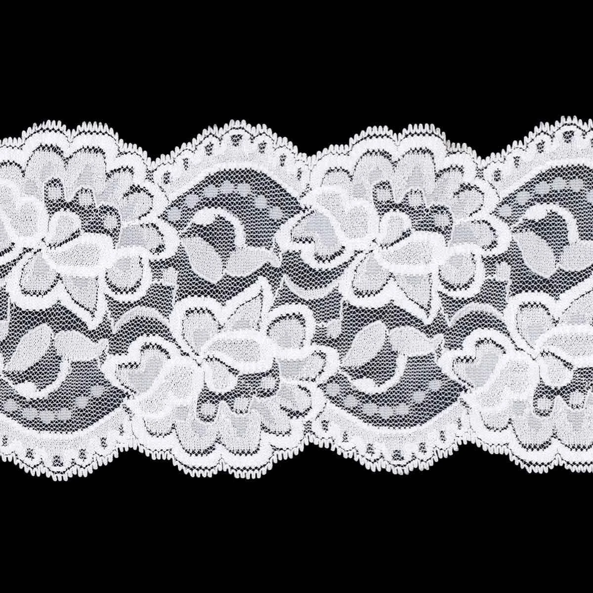 Puntilla De Nylón Elástica 9,3cm. Blanco 3 Puntilla De Nylón Elástica 9,3cm. Blanco