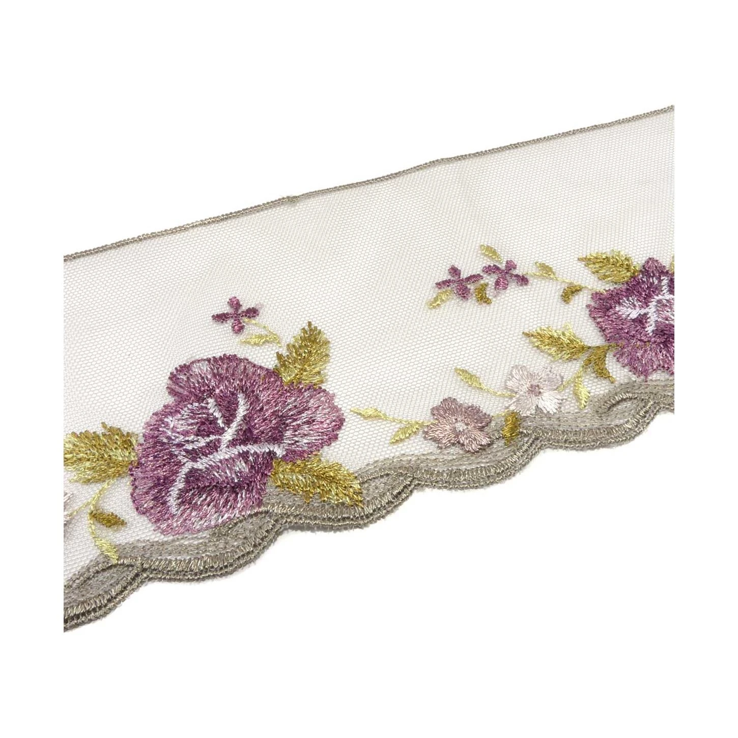 Puntilla Tul Bordado Flores Multicolor 85mm 4 Puntilla Tul Bordado Flores Multicolor 85mm - Imagen 2