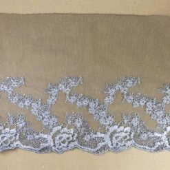 Puntilla Tul Bordado Gris 15cm