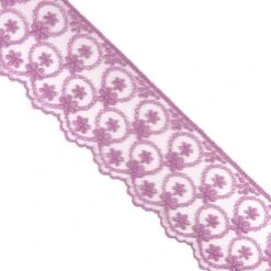 Puntilla Tul Bordado Miniflores 6cm. Rosa