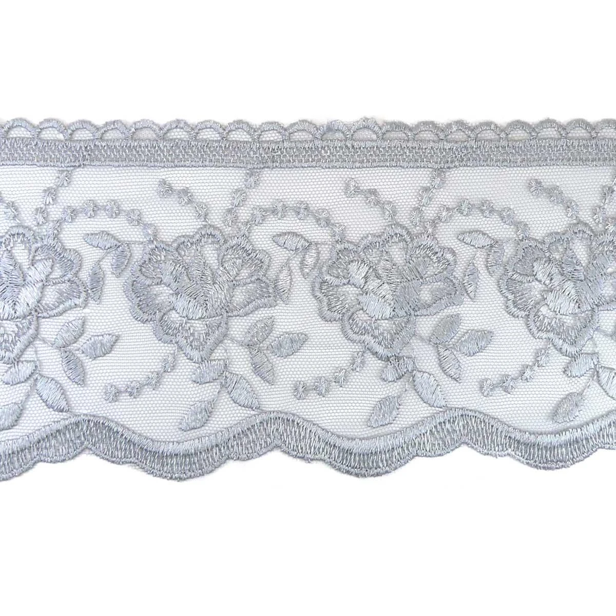 Puntilla Tul Bordado Rosa 10cm 3 Puntilla Tul Bordado Rosa 10cm