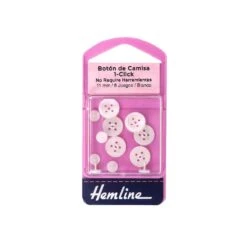 Set De 6 Botones Camiseros Blancos Con Clip 11mm