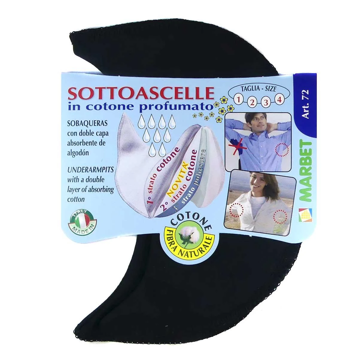 Sobaquera Algodón Para Coser En Negro. Dos Tamaños 3 Sobaquera Algodón Para Coser En Negro. Dos Tamaños