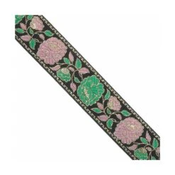 Tapacosturas Con Dibujo De Flores Y Lamé 4cm