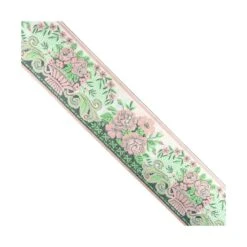 Tapacosturas Estampado De Flores 4,8cm. Verde Y Rosa