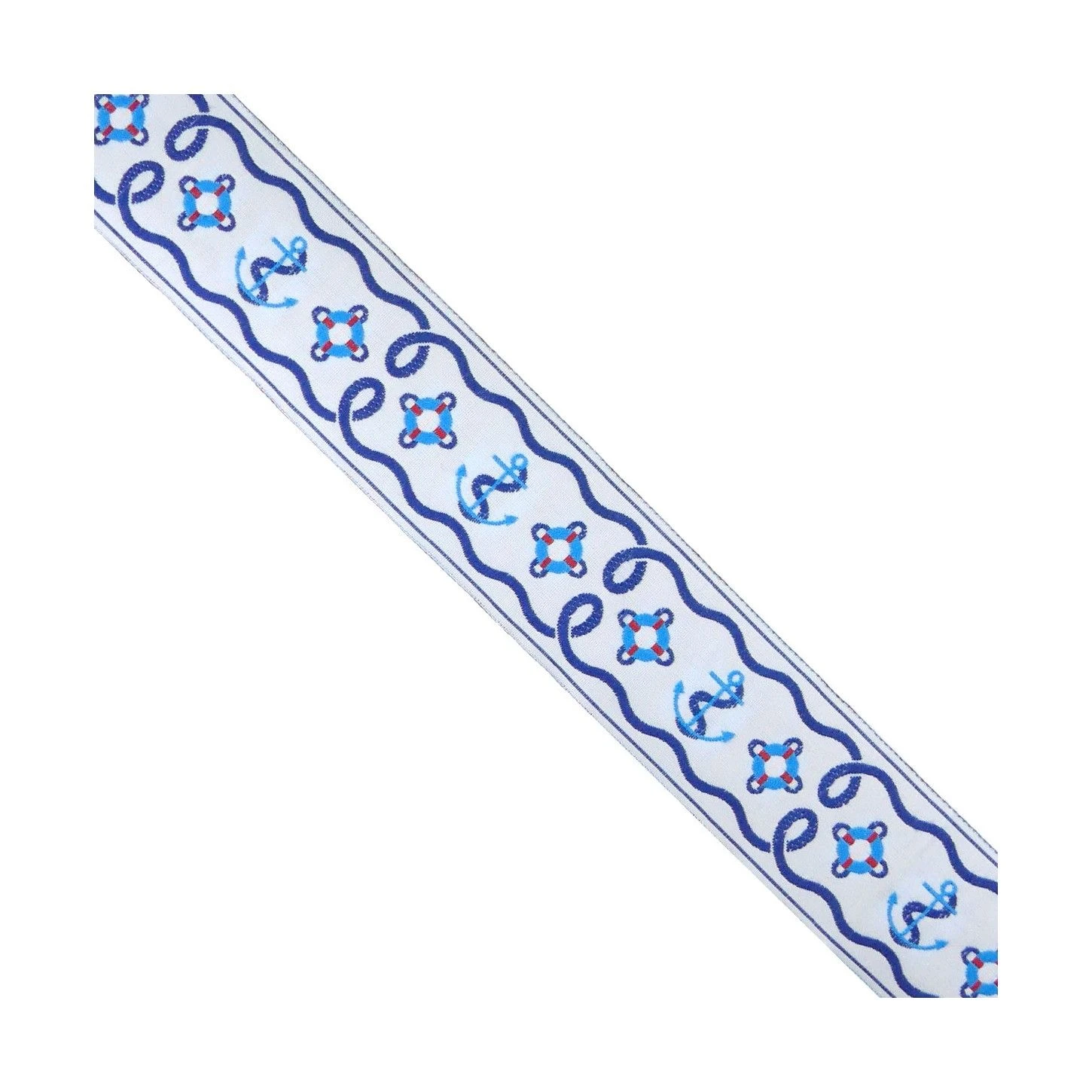 Tapacosturas Estampado Marine 3,2cm. Blanco Y Azul 3 Tapacosturas Estampado Marine 3,2cm. Blanco Y Azul