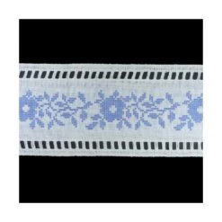 Tapacosturas Lino Bordado Floral Azul 9cm