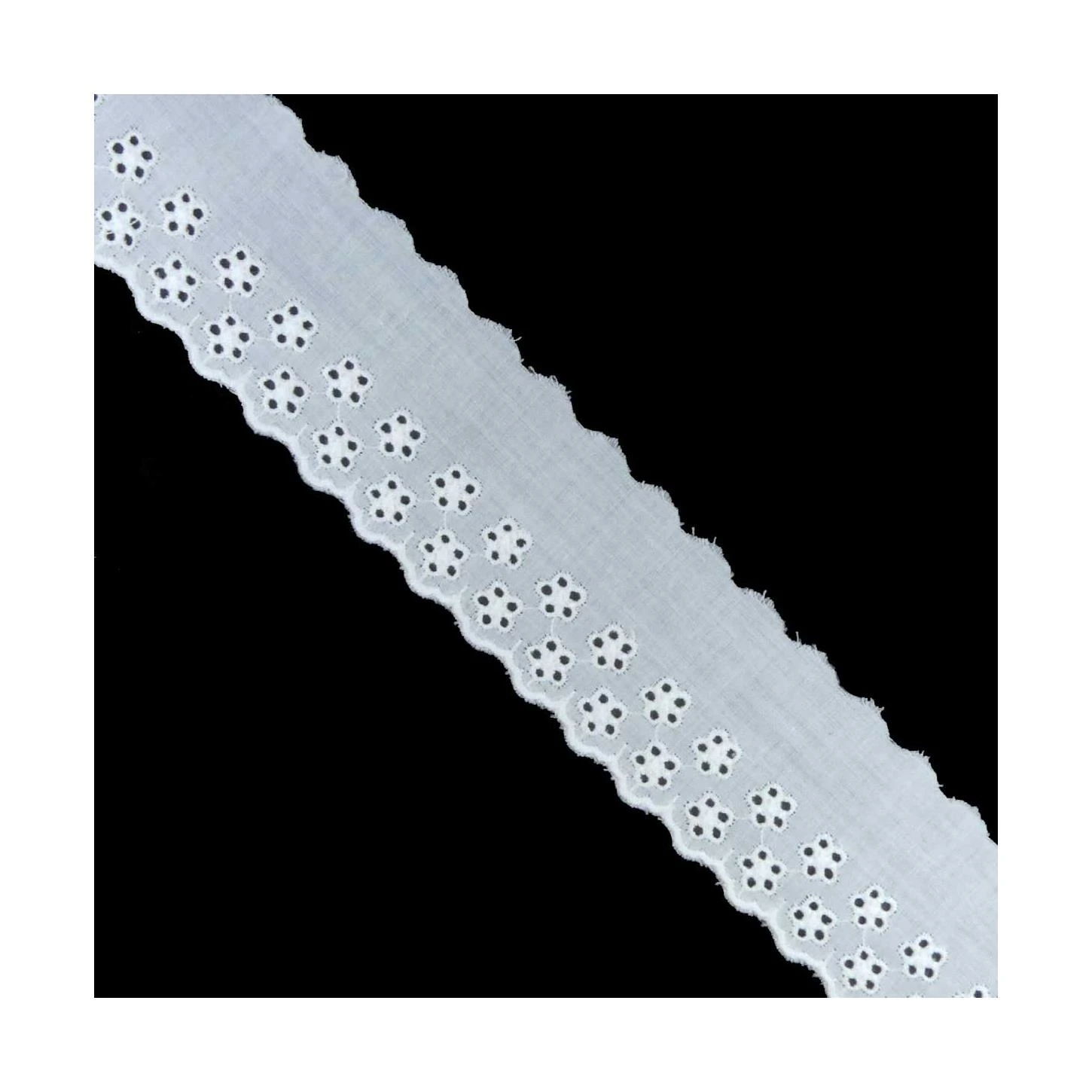 Tira Bordada Batista Blanco Margaritas 4cm. Conjunto 40 3 Tira Bordada Batista Blanco Margaritas 4cm. Conjunto 40