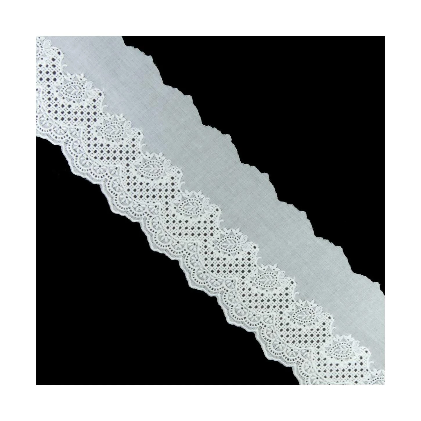 Tira Bordada Blanco 6cm. Cenefa Hojas 3 Tira Bordada Blanco 6cm. Cenefa Hojas