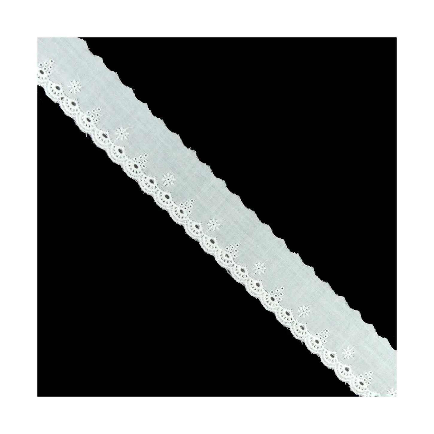 Tira Bordada Blanco Algodón 25mm. Abanicos 3 Tira Bordada Blanco Algodón 25mm. Abanicos