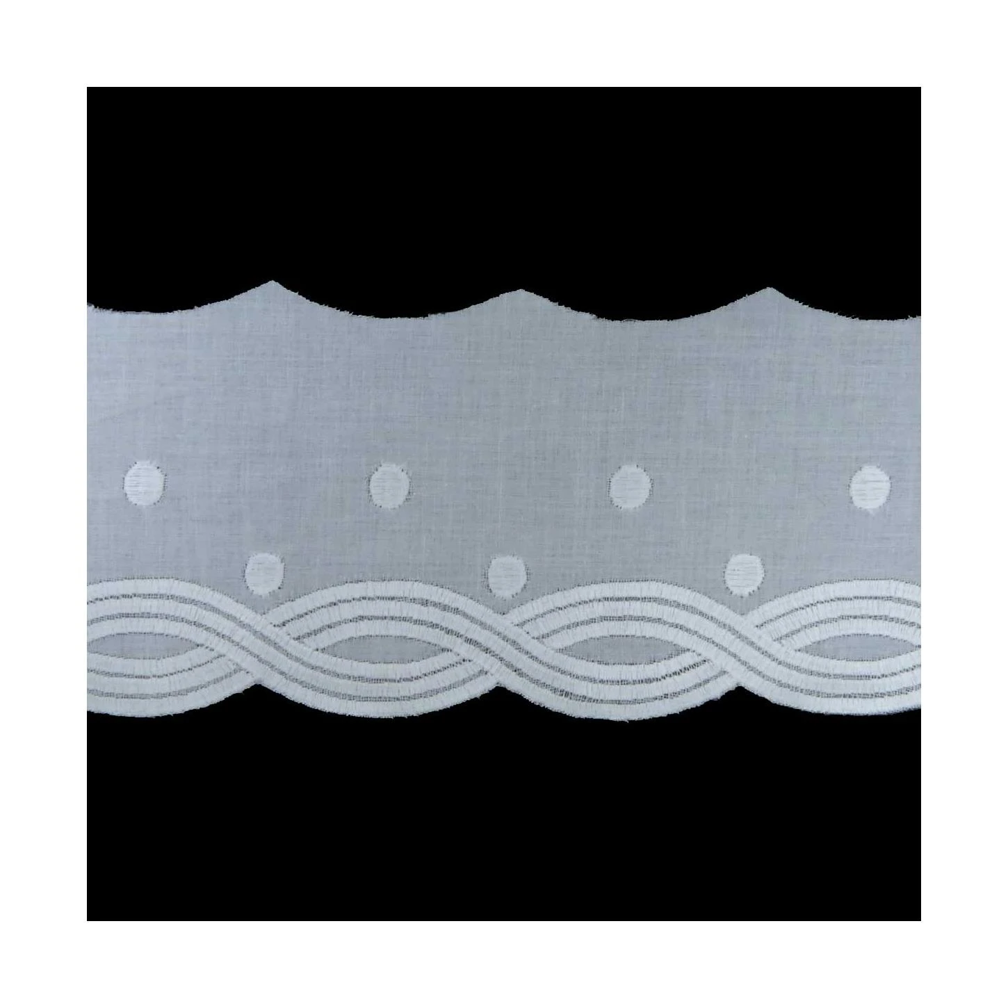Tira Bordada Blanco Algodón 9cm. Bodoque Y Onda 3 Tira Bordada Blanco Algodón 9cm. Bodoque Y Onda