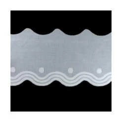 Tira Bordada Blanco Batista 95mm. Onda Y Puntos