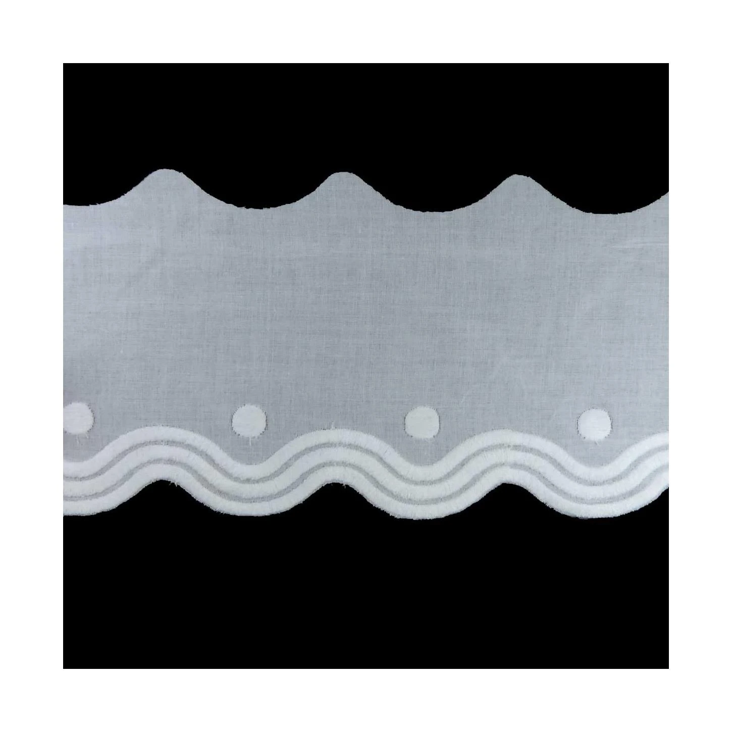 Tira Bordada Blanco Batista 95mm. Onda Y Puntos 3 Tira Bordada Blanco Batista 95mm. Onda Y Puntos