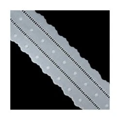 Tira Bordada Blanco Firtiré Y Bodoques 65mm. Conjunto 64