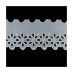 Tira Bordada Blanco Hojas 7cm. Conjunto 35