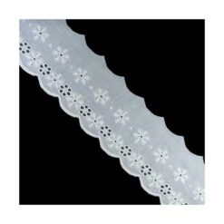 Tira Bordada Blanco Margaritas 55mm. Conjunto 49