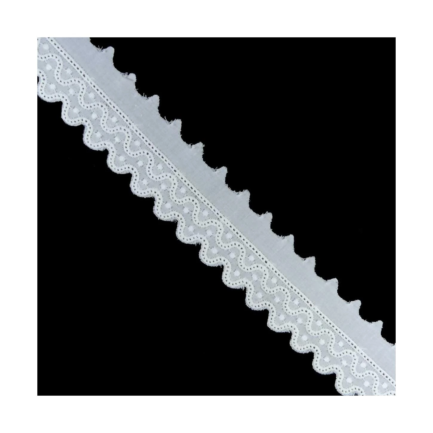 Tira Bordada Blanco Ondas Y Puntos 3cm. Conjunto 60 3 Tira Bordada Blanco Ondas Y Puntos 3cm. Conjunto 60