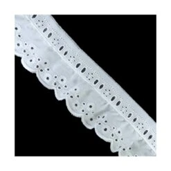 Tira Bordada Fruncida 6cm Blanco. Soles