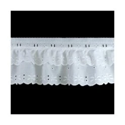 Tira Bordada Fruncida Doble Blanco 65mm. Pétalos