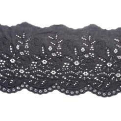 Tira Bordada En Negro. 10,5cm Ancho