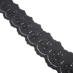 Tira Bordada En Negro. 4cm Ancho