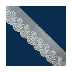Tira De Organza Bordada Crudo 55mm