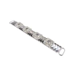 Trabilla Plata Diseño 4 Cuadrados Con Strass 14cm