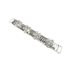 Trabilla Plata Diseño 4 Flores Con Strass 14cm