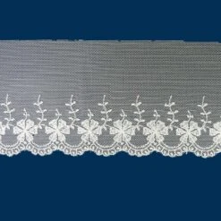 Tul Bordado Con Flores Crudo 9cm