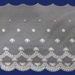 Tul Bordado Floral 24cm. Blanco Natural